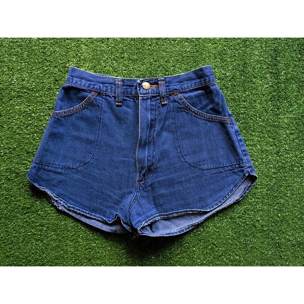 Vintage 70s Wrangler High Waist 25 Shorts Juniors 7 Western Yoke Rodeo USA Made